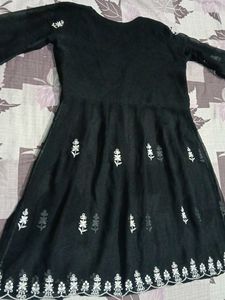 Stylish Embroidered Black Chickenkari Kurti
