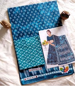 pure cotton saree with blouse piece