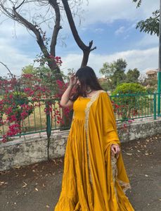 Vibrant Yellow fully flair  Ethnic Anarkali
