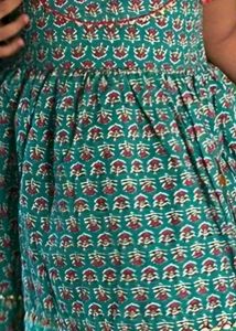 Girls' Teal Floral Print Dress