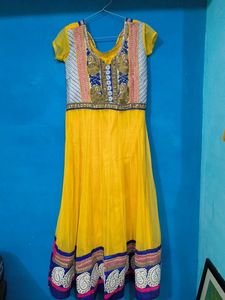 Yellow Embroidered Anarkali Suit