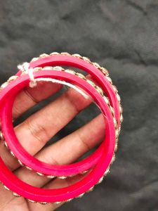 Red &amp; Crystal Embellished Bangles