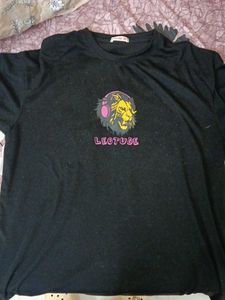 Black T-Shirt with Lion Graphic