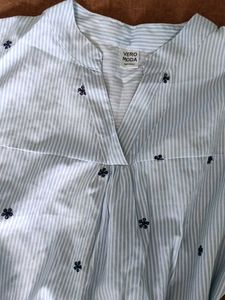 Blue Striped Floral Shirt
