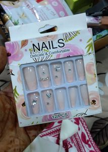 Press-On Nails with Rhinestone Accents