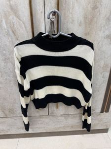 Chunky Stripe Mock Neck Sweater