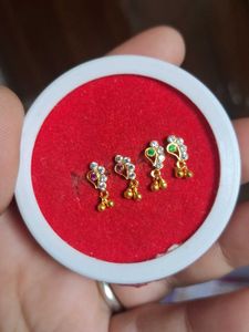 Heart Stud Earrings with Gemstones