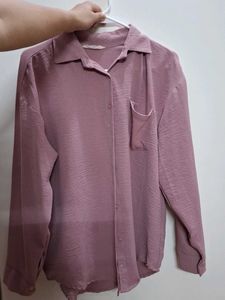 Chic Mauve Textured Button-Up Shirt