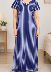 Comfortable Blue Striped Nightgown