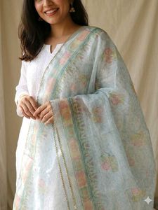 Pastel Floral Organza Dupatta