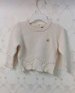 Cream Knit Sweater with Pom Poms