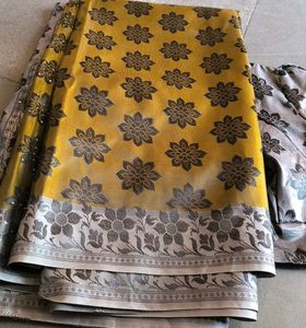 Elegant Olive Floral Saree