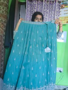 Embellished Teal Crop Blouse