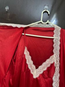 Red Nighty and Robe Set