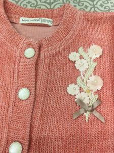 Adorable Girl's Coral Knit Cardigan