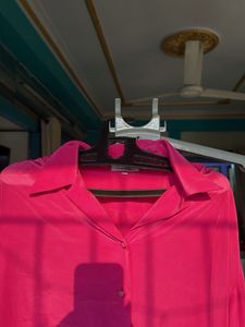 Vibrant Pink Button-Up Blouse