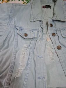 Light Wash Distressed Denim Jacket