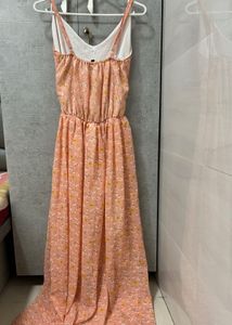 Peach Floral Maxi Dress