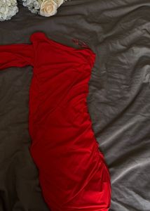bodycon red polyamide dress