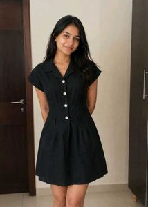 Chic Black Button-Up Mini Dress