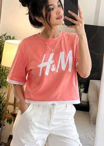 H&M Coral Layered T-Shirt