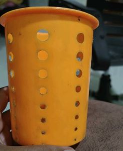 Orange Plastic Pen Stand Bursh Stan