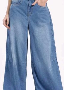 women faded flare palazzo jeans set
