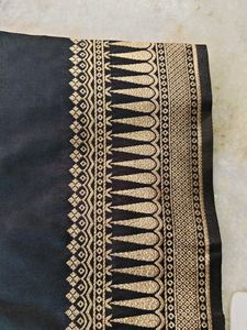 Black Saree with Gold Border