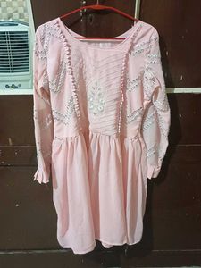 Pink Embroidered Sharara Set