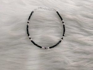 925 Silver Black & Crystal Beads Bracelet
