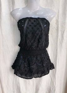 16109. Black Lace Strapless Top