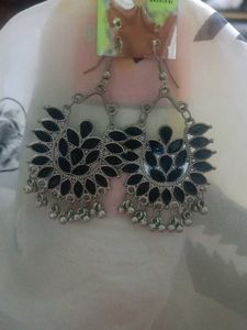 Bohemian Black Stone Jhumka Earrings