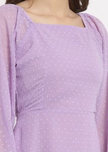 Chic Lavender Puff Sleeve Dress