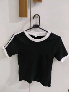 black & White Striped classic crop top