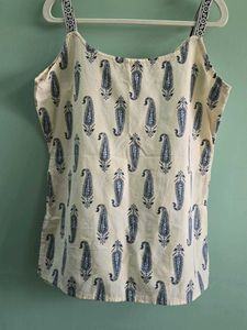 Cream Paisley Print Kurta Top