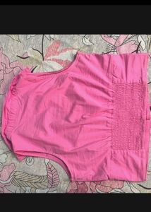 Bright Pink Sleeveless Collared Top