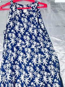 Navy Blue Palm Tree Dress