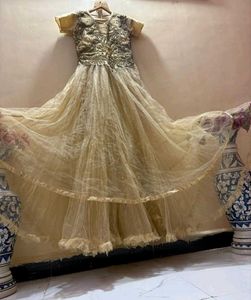 heavy Gold Partywear Ball Gown for tall divas