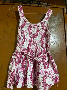 Pink Floral Print Summer Dress