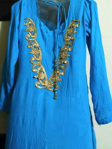 Blue &amp; Gold Embellished Tunic