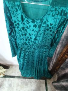Teal Velvet Floral Gown