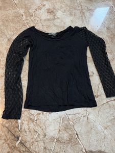 Black Lace Sleeve Top
