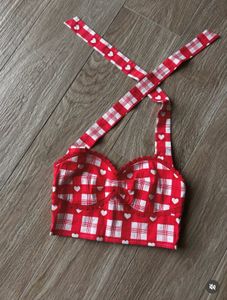 Red Gingham Heart Print Co-ord Set