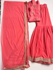 Pink Embroidered Sharara Set