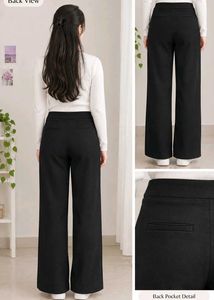 Black High-Waisted Wide-Leg Pants with Statement B