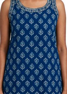 Navy Blue Printed Kurta
