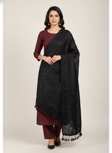 Elegant Black Dupatta with Tassels
