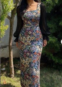Floral Sheer Sleeve Maxi Dress