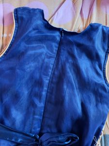 Blue And Gold Netted Gown