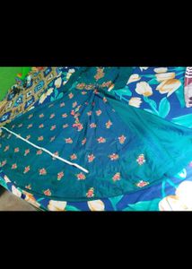 Embroidered Teal Long Gown
